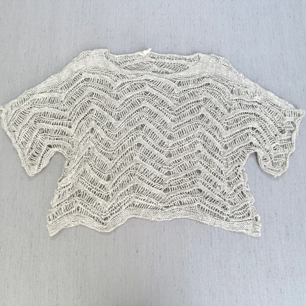 Eileen Fisher Size XS Open Knit Weave Top Cotton Blend Sweater Beach Layering‎